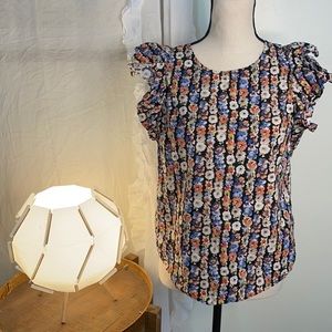 J. Crew Mercantile‎ Floral Ruffle Shirt Sleeve Top Size 4